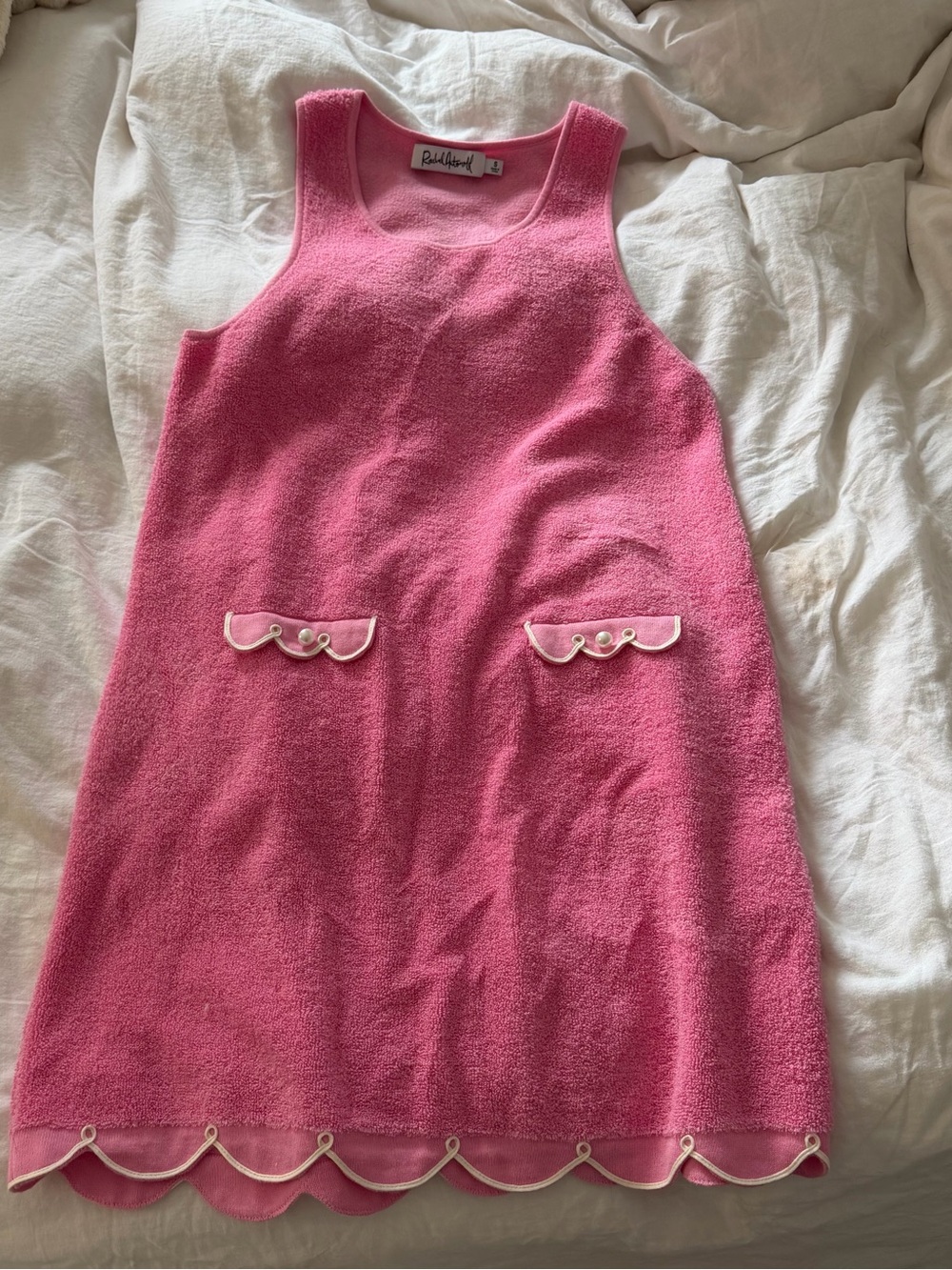 Rachel Antonoff Pink Terry Sleeveless dress with Scallop Trim